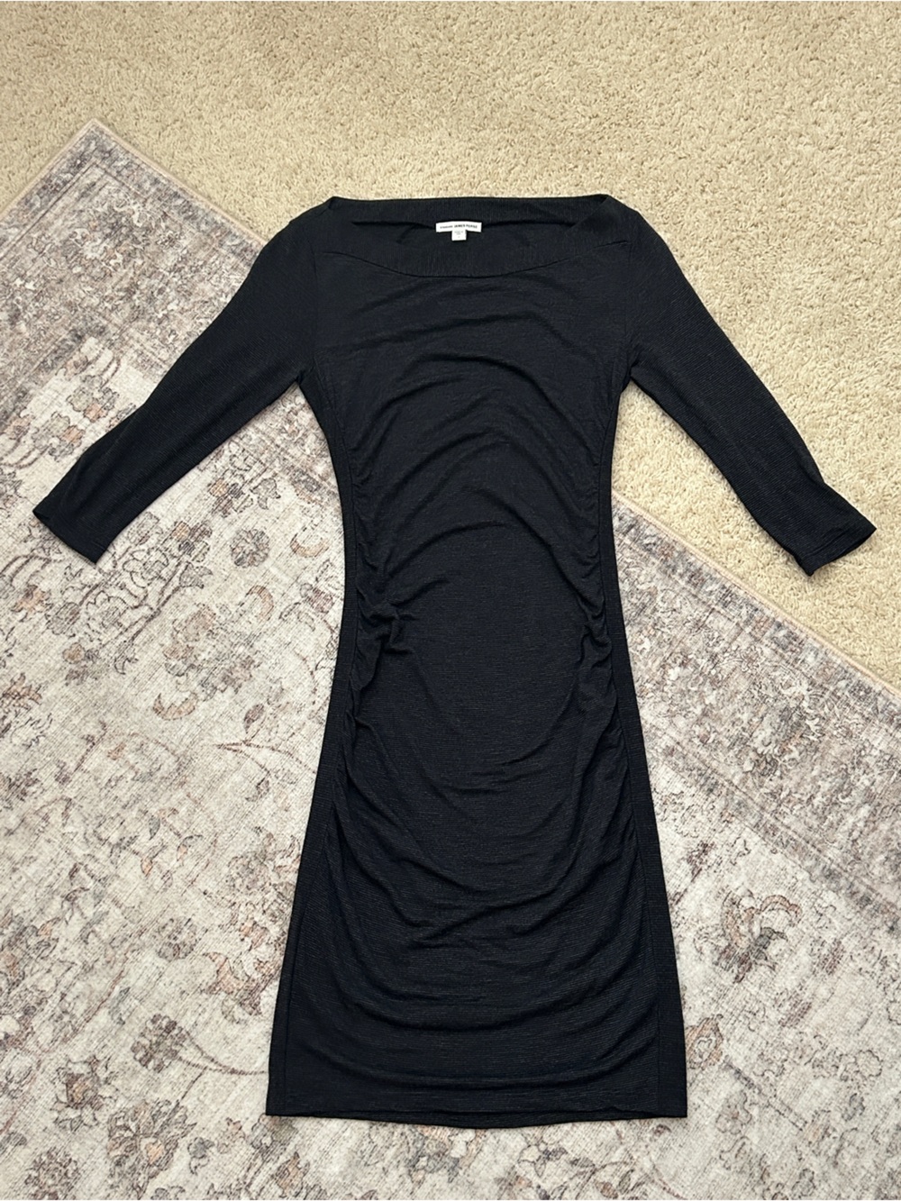James Perse Ruched Long Sleeve Dress Bodycon Dress Long Sleeve Midi Dress Size S